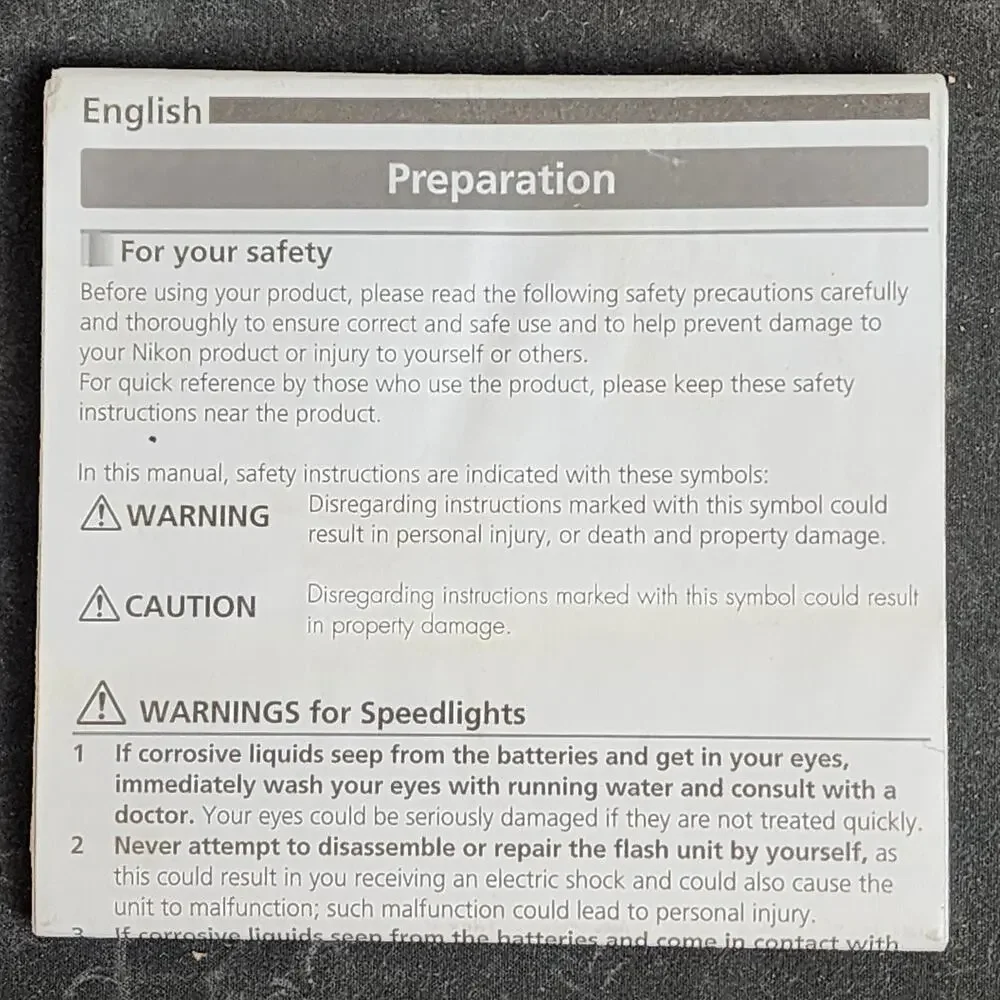 Nikon SB-400 Speedlight Flash Instruction Manual - English, French, Spanish